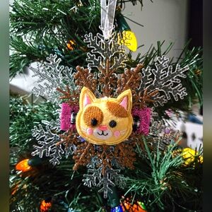 NWT Felt Cat Ornament Cat Lady Pets Owner Sparkle Christmas Holiday Decor OOAK